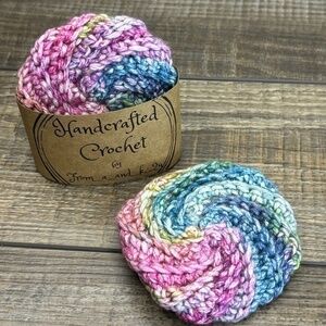 Handcrafted Crochet Spiral Tawashi Bath Scrubbies Set Cotton Yarn Handmade